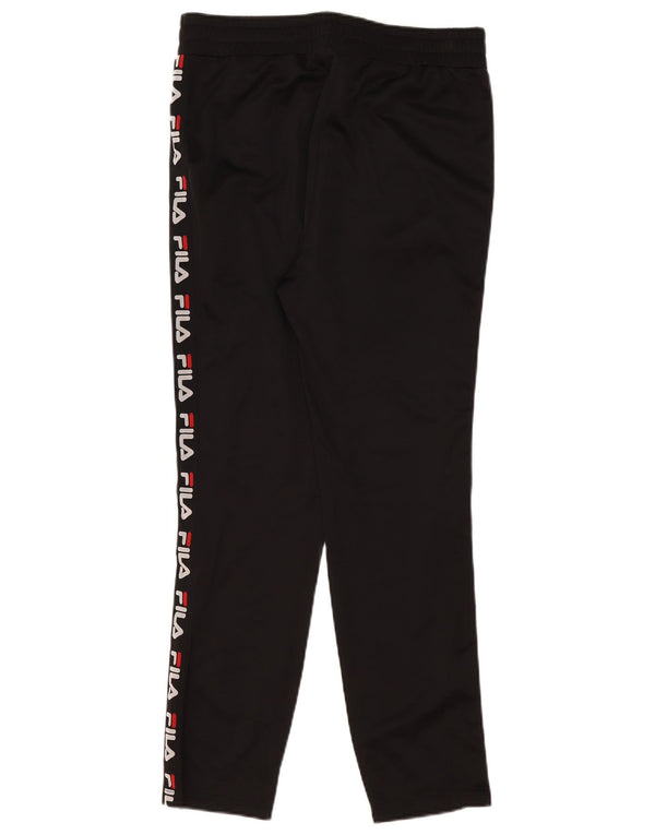 Fila Mens Graphic Calças de treino pequeno poliéster preto