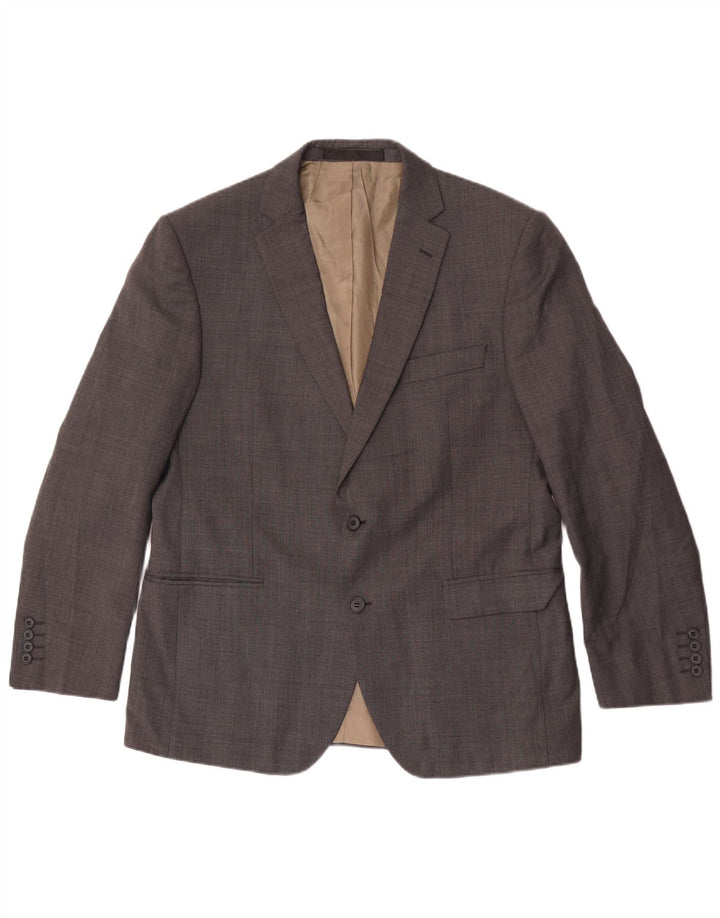 Jaqueta blazer masculina de 2 botões Marks & Spencer Reino Unido 42 grande lã cinza