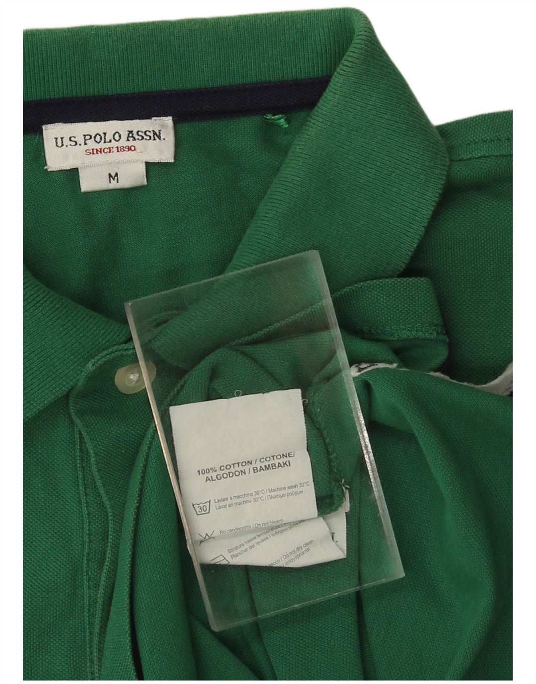 ASSN POLO DOS EUA. Camisa Polo Masculina Algodão Verde Médio