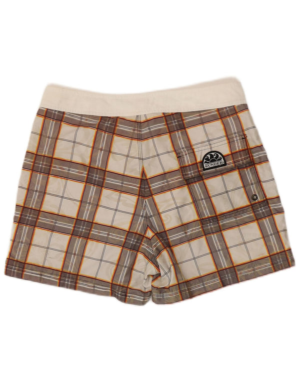 Shorts de natação masculino Sundek médio branco xadrez poliéster