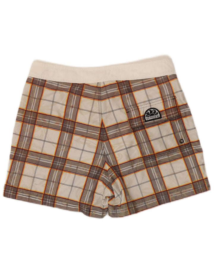 Shorts de natação masculino Sundek médio branco xadrez poliéster