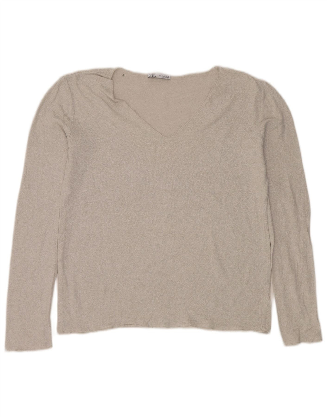 Suéter feminino Zara com decote em V Reino Unido 16 grande prateado