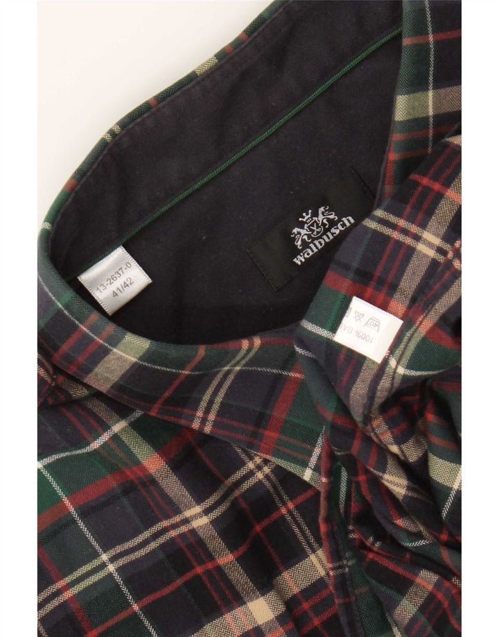 Camisa masculina de flanela Walbusch tamanho 41/42 grande algodão xadrez multicolorido