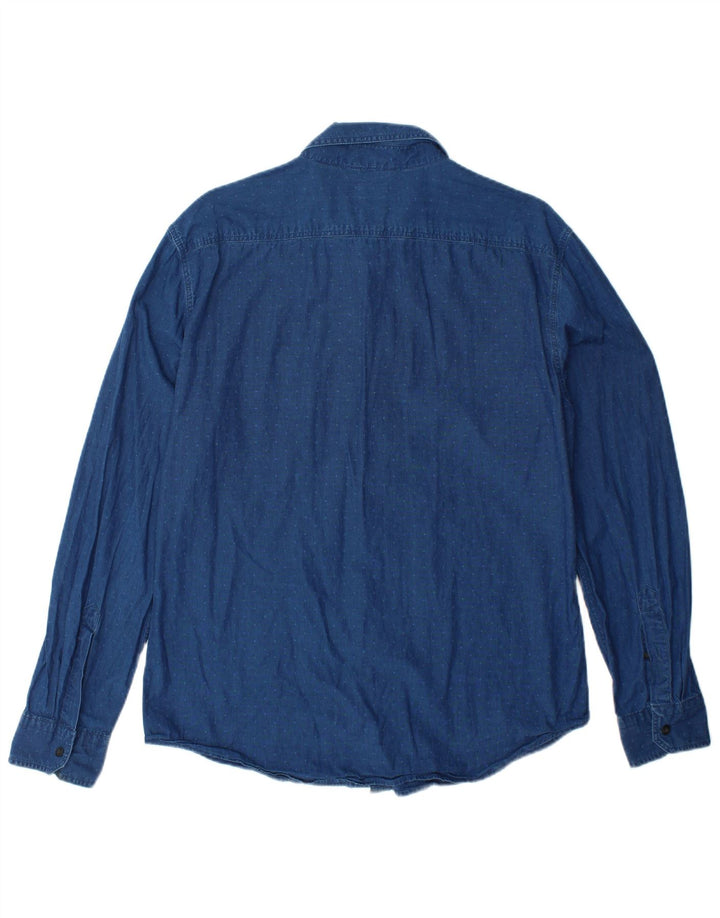 Camisa slim masculina LEVI'S grande algodão azul marinho