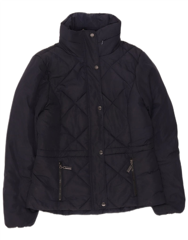 Jaqueta feminina acolchoada acolchoada Marks & Spencer Reino Unido 10 pequena azul marinho