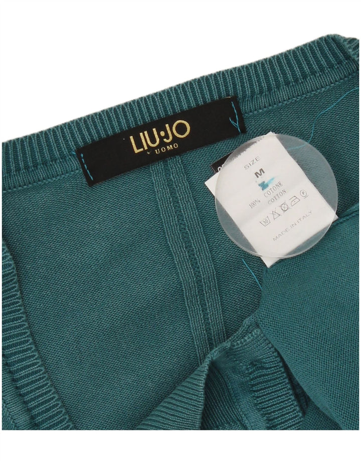 Liu Jo Suéter cardigã masculino médio algodão azul