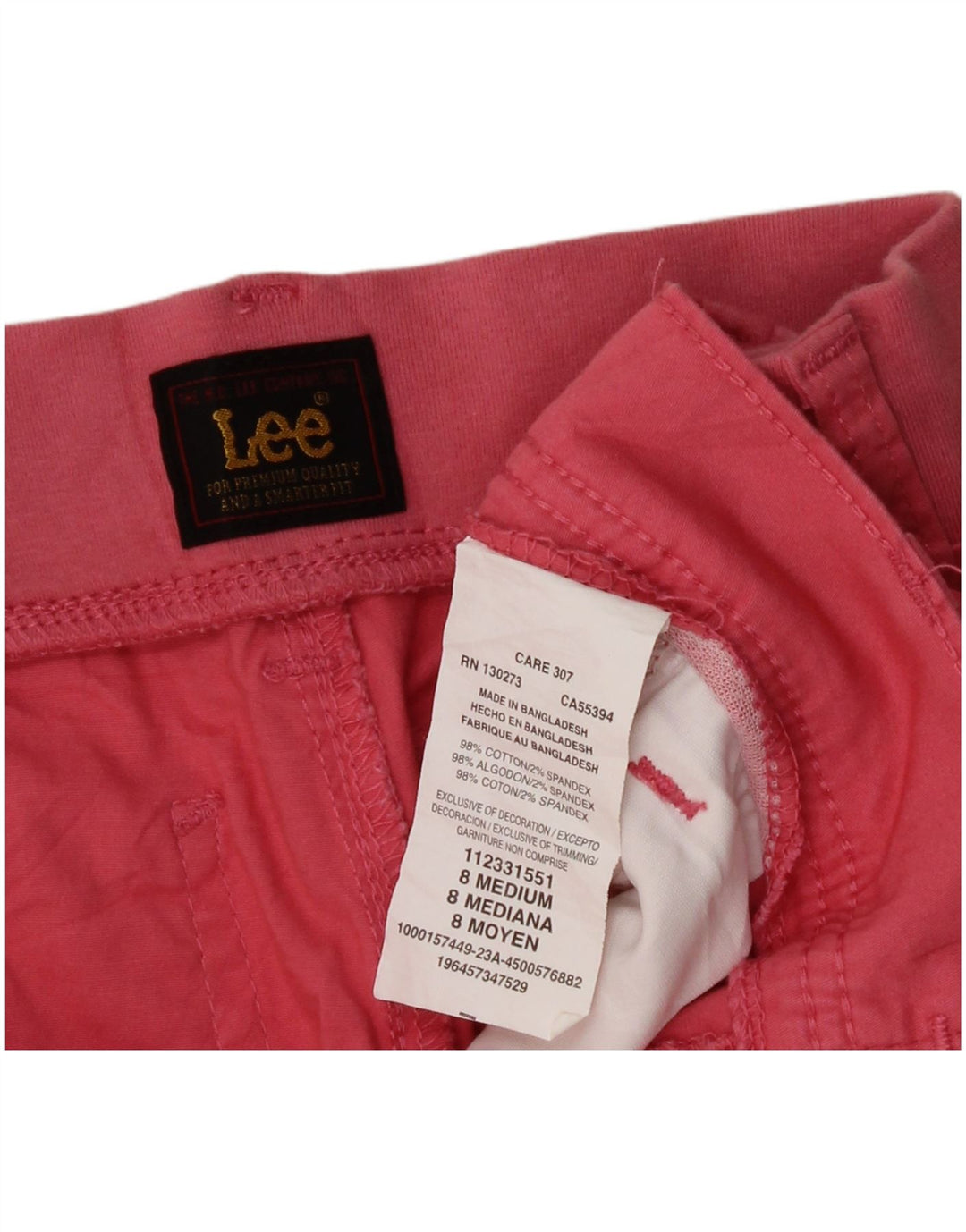 Shorts cargo feminino Lee US 8 médio W28 algodão rosa