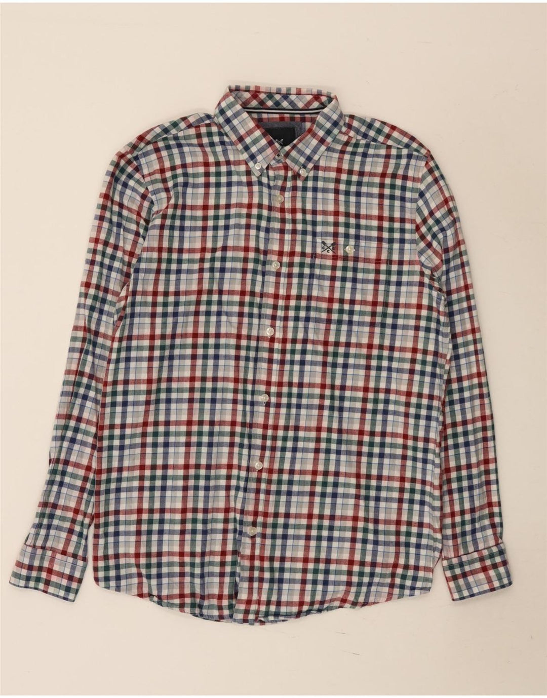 Camisa masculina de flanela de ajuste clássico da Crew Clothing, guingão multicolorido médio