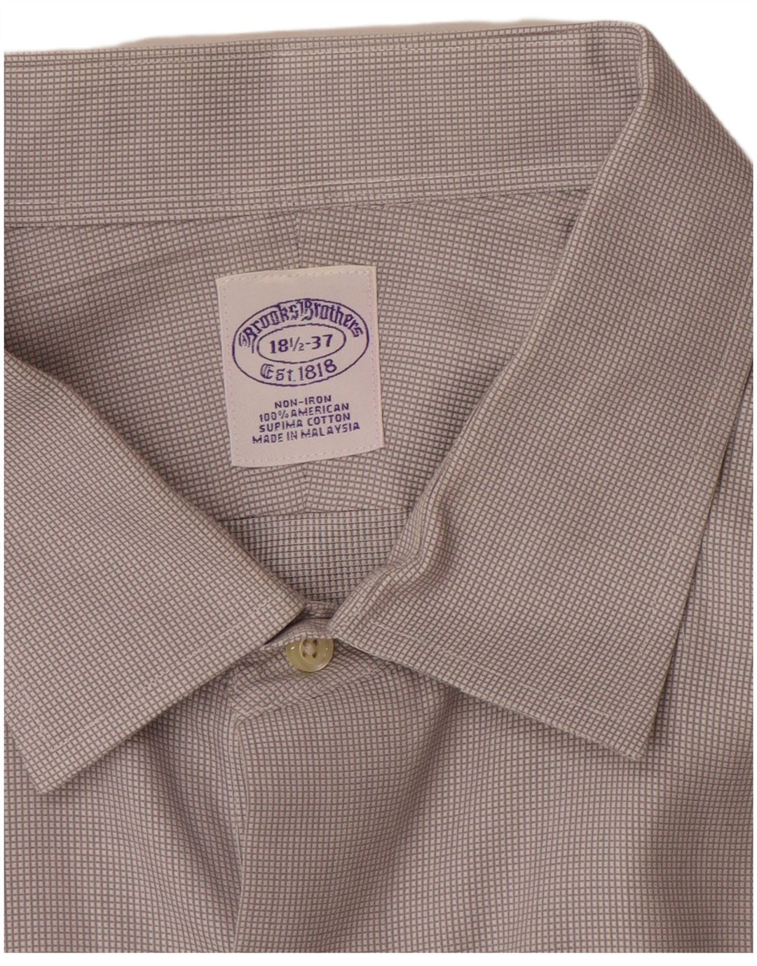Camisa masculina Brooks Brothers tamanho 18 1/2 2XL algodão cinza