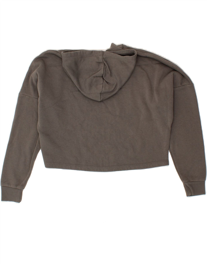 PUMA Girls Graphic Crop Hoodie Jumper 13-14 Years Large Grey Cotton Vintage Puma and Second-Hand Puma from Messina Hembry 
