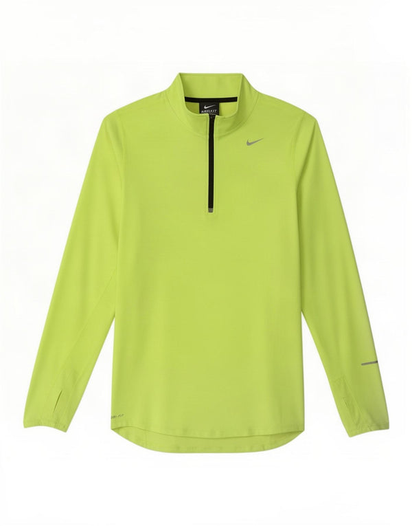 Nike Mens Dri Fit Zip Neck Top Manga Longa Pequeno Poliéster Amarelo