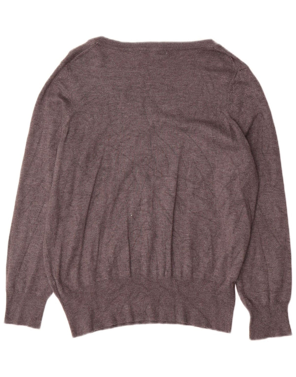 Suéter feminino Marks & Spencer com decote em V Reino Unido 18 XL Viscose cinza