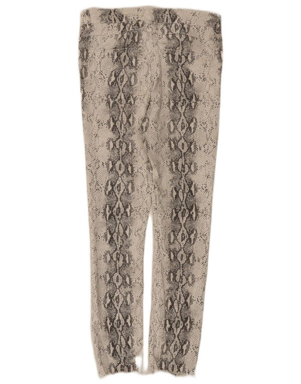 Zara Calça feminina casual slim UE 42 grande W32 L26 estampa animal branca