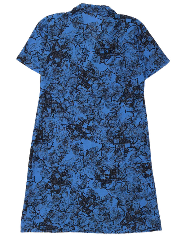 Vestido feminino vintage de manga curta evasê IT 52 2XL azul floral poliéster