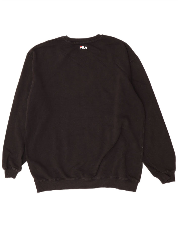 Fila moletom gráfico masculino jumper grande algodão preto
