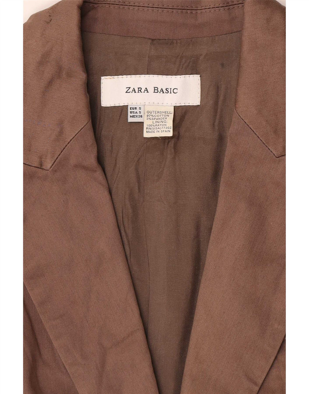 Jaqueta blazer feminina Zara com 1 botão Reino Unido 10 pequeno algodão marrom