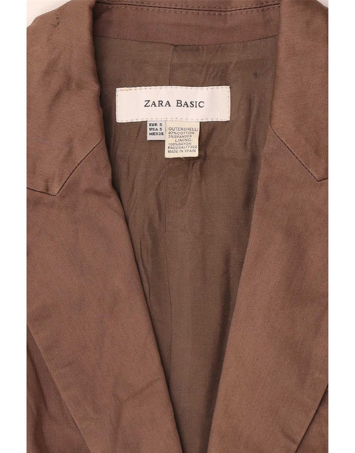 Jaqueta blazer feminina Zara com 1 botão Reino Unido 10 pequeno algodão marrom
