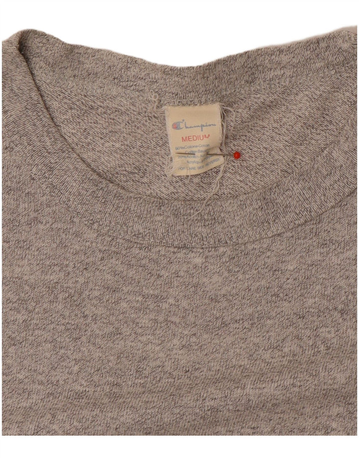 Camiseta feminina estampada Champion UK 14 algodão cinza médio
