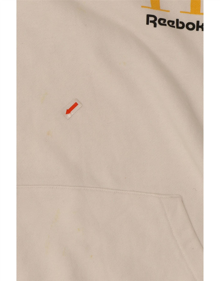 REEBOK masculino gráfico moletom com capuz médio algodão branco