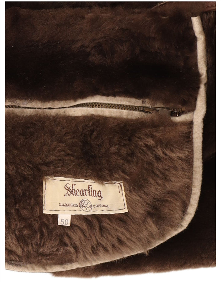 Jaqueta masculina vintage de shearling IT 50 grande marrom shearling