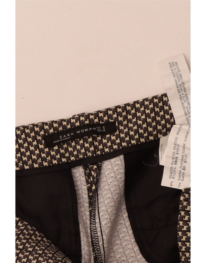 Calça feminina casual slim Zara médio W28 L29 poliéster geométrico cinza