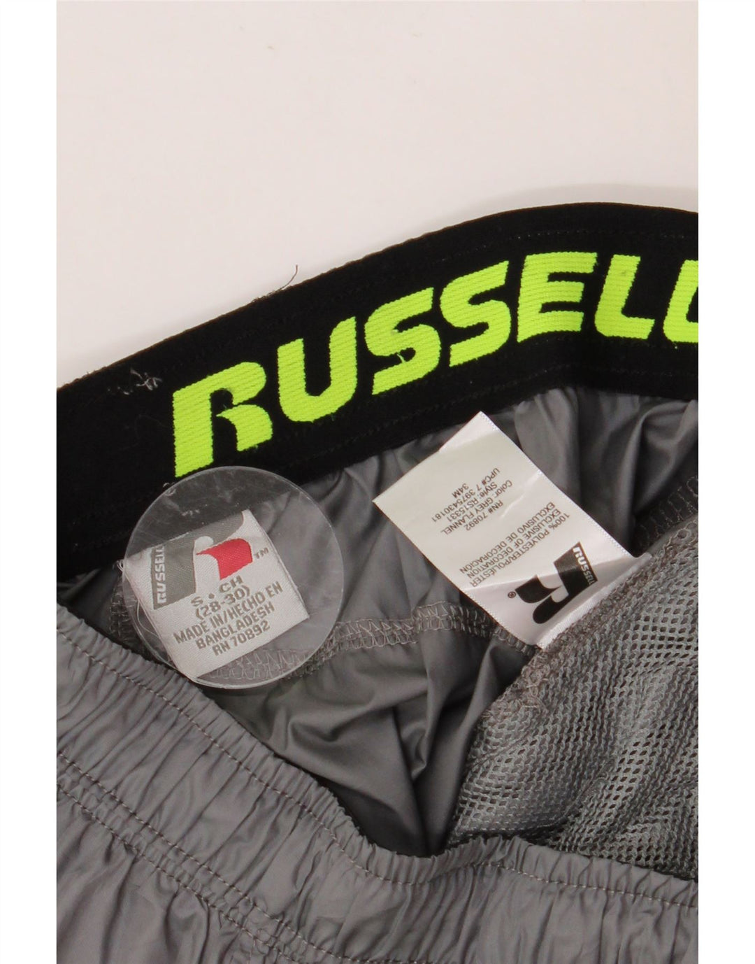 Calça de treino masculina RUSSELL ATLÉTICA pequena cinza colorblock poliéster