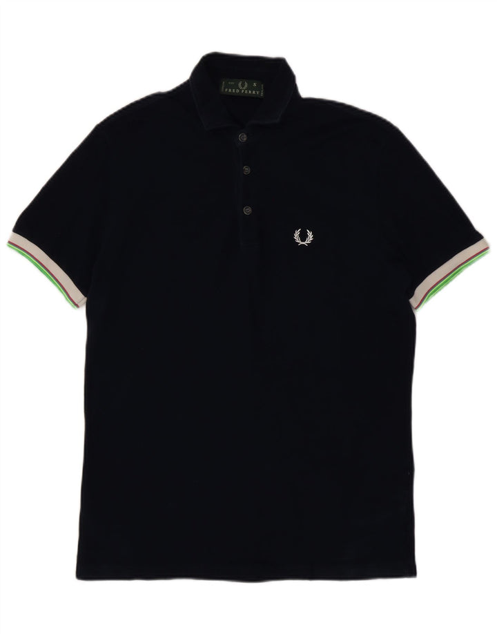 Camisa pólo masculina Fred Perry pequena algodão azul marinho