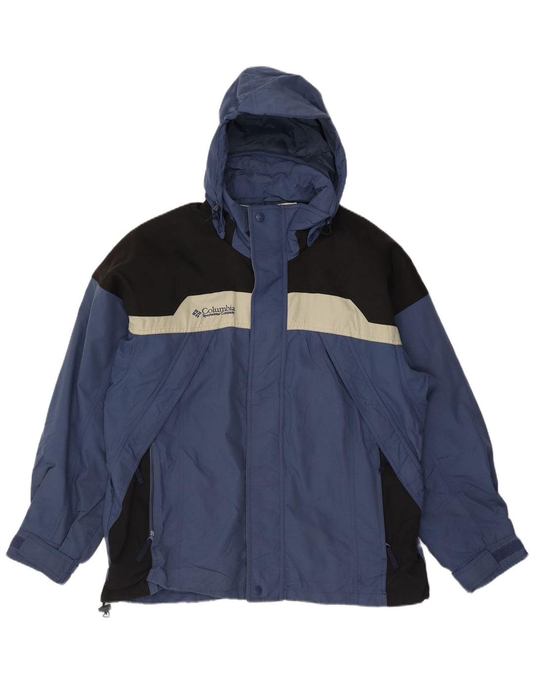 Jaqueta corta-vento masculina Champion com capuz UK 40 grande azul colorblock nylon