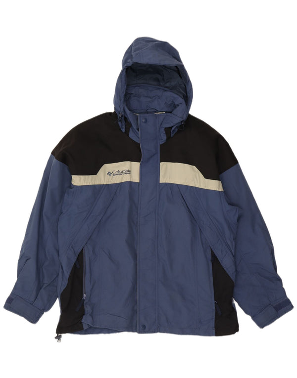 Jaqueta corta-vento masculina Champion com capuz UK 40 grande azul colorblock nylon