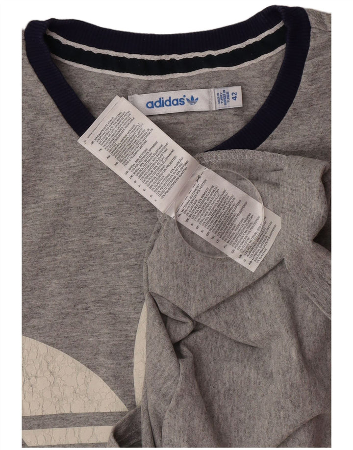 Camiseta gráfica feminina Adidas Top IT 42 algodão manchado cinza médio