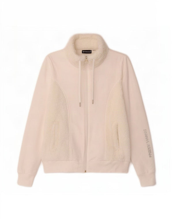 Freddy Womens Graphic Oversized Tracksuit Top Jacket Reino Unido 10 Pequeno Branco