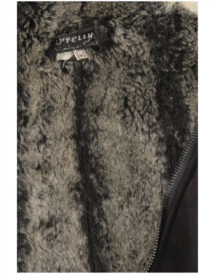 Sobretudo Sherpa feminino vintage IT 40 pequeno preto