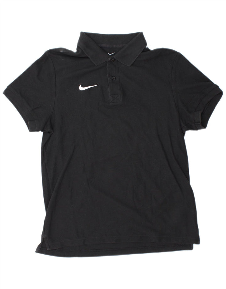 Camisa polo masculina NIKE de algodão preto médio