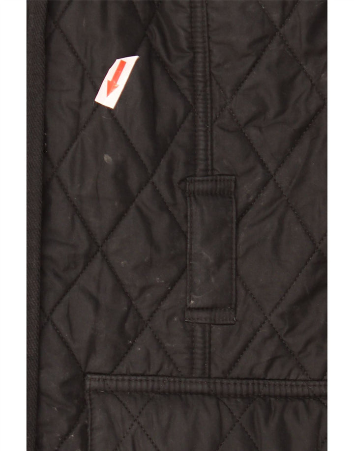 Jaqueta acolchoada militar feminina Barbour UK 14 grande poliéster preto