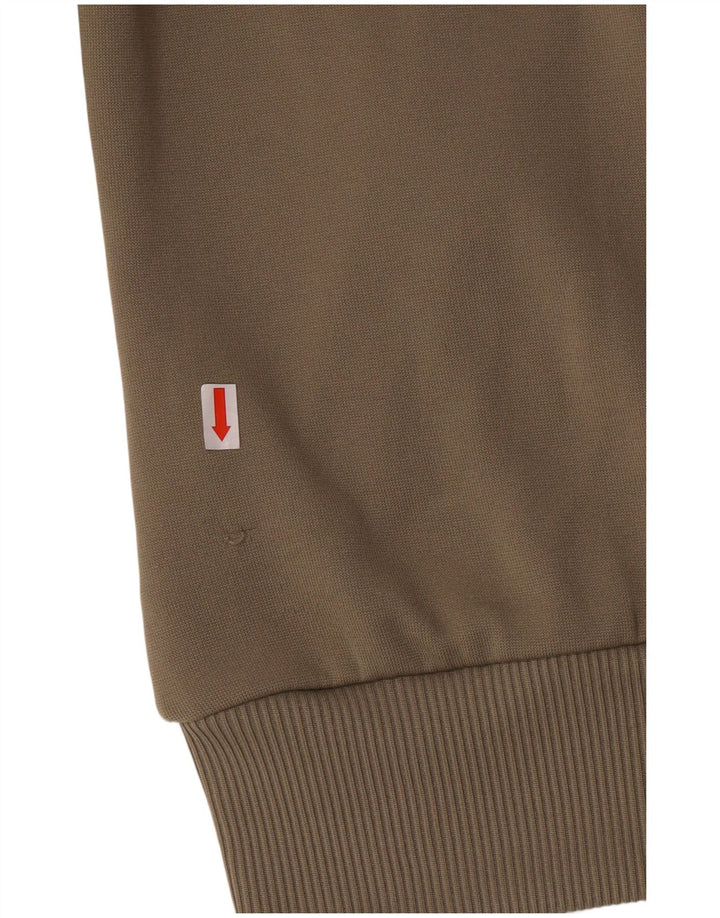 Suéter com capuz Adidas feminino com zíper UK 12 poliéster cáqui médio