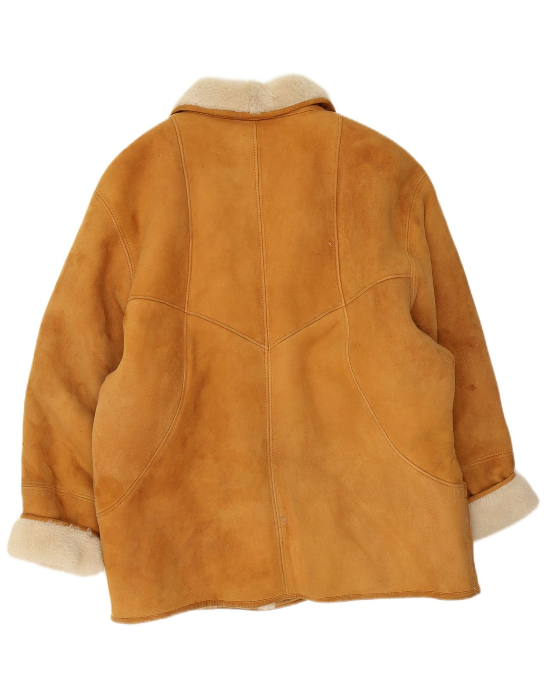 Jaqueta feminina vintage de corte grande UK 20 2XL marrom shearling