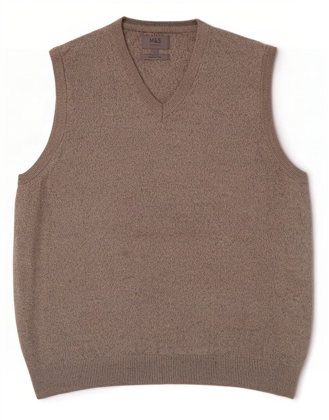 Regata masculina Marks & Spencer com colete grande de algodão bege salpicado