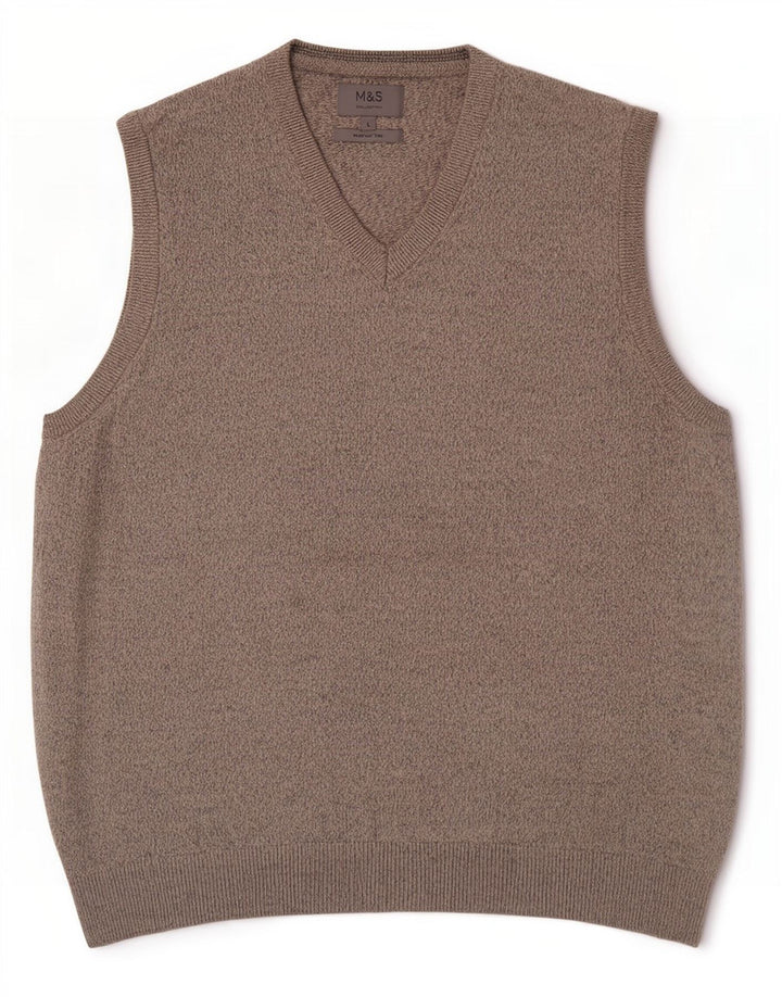 Regata masculina Marks & Spencer com colete grande de algodão bege salpicado