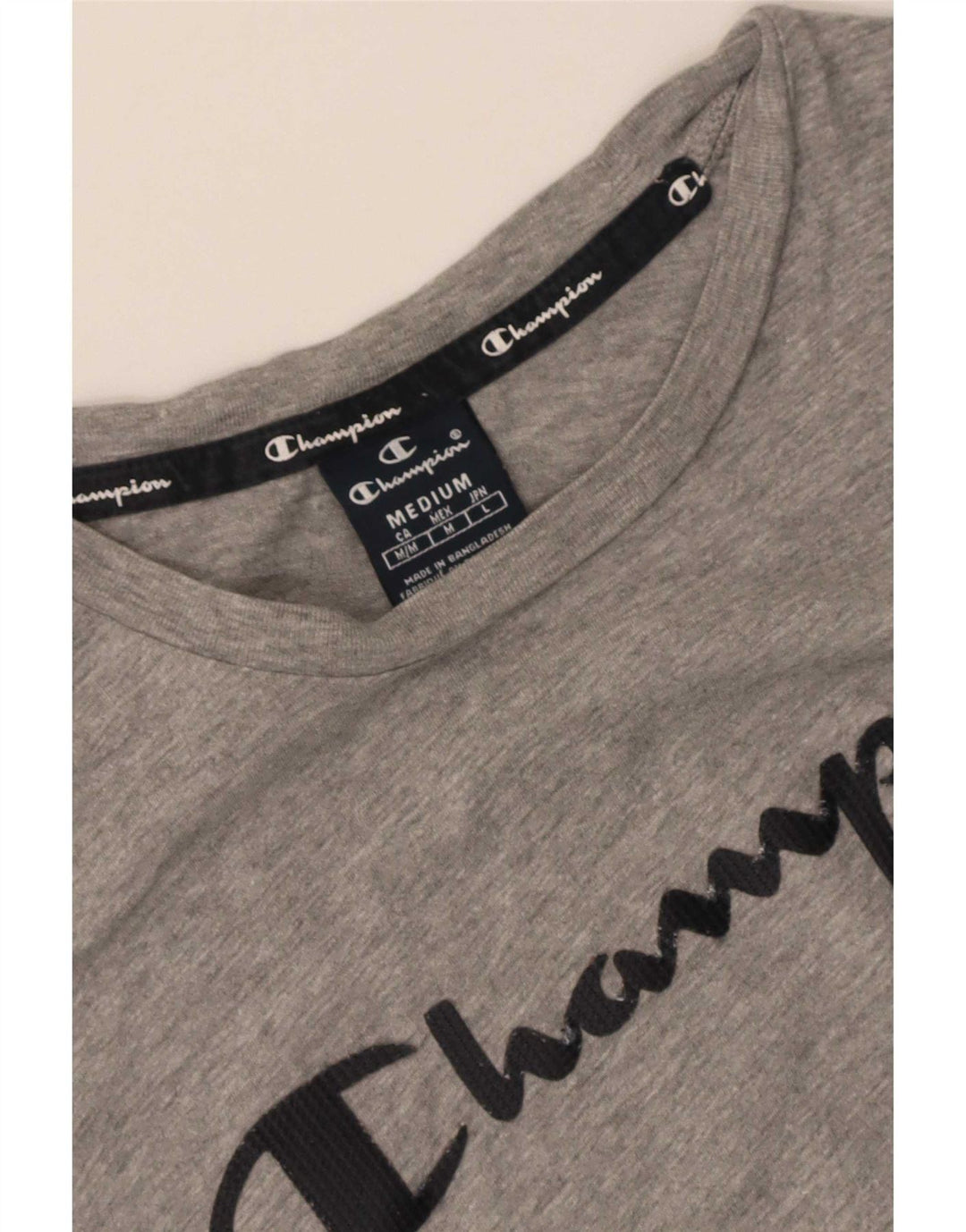 Camiseta gráfica masculina Champion cinza médio manchado