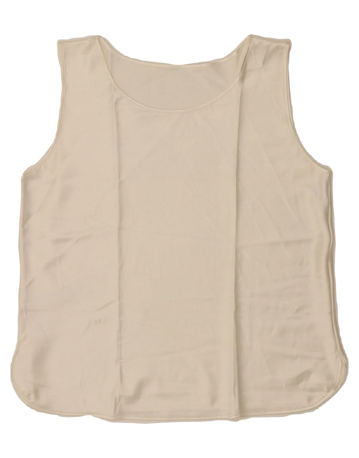VINTAGE Womens Sleeveless Blouse Top UK 14 Medium White Vintage Vintage and Second-Hand Vintage from Messina Hembry 