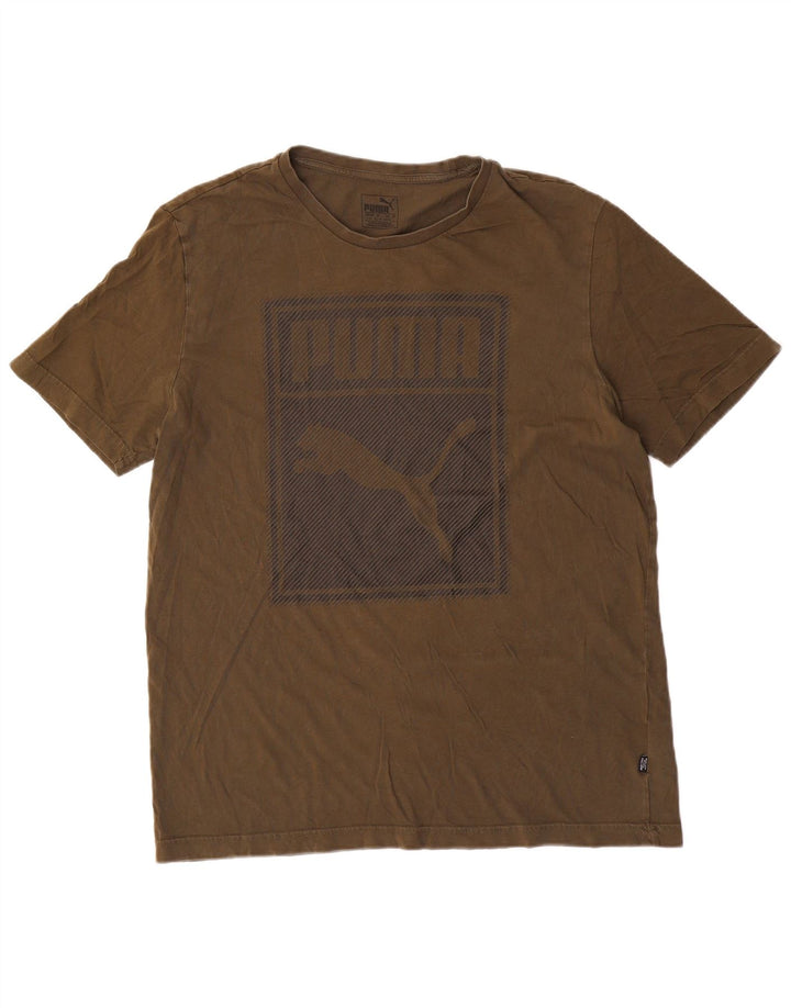 Puma Mens Graphic T-Shirt Top Grande Algodão Verde