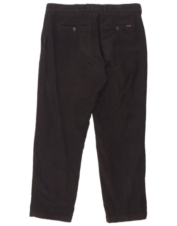 Calça masculina de ajuste regular Marks & Spencer W34 L29 algodão azul marinho