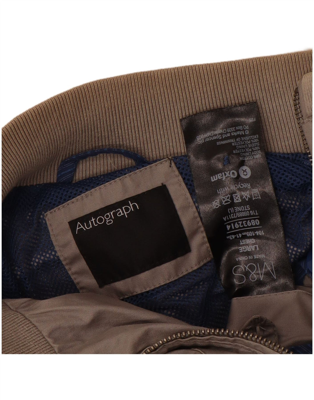 Jaqueta bomber masculina Marks & Spencer Reino Unido 41/43 poliéster cinza grande