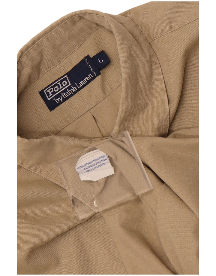 Polo Ralph Lauren Camisa masculina grande algodão bege