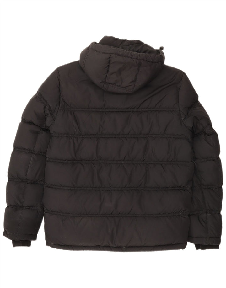 Jaqueta masculina acolchoada com capuz Tommy Hilfiger Reino Unido 38 algodão cinza médio