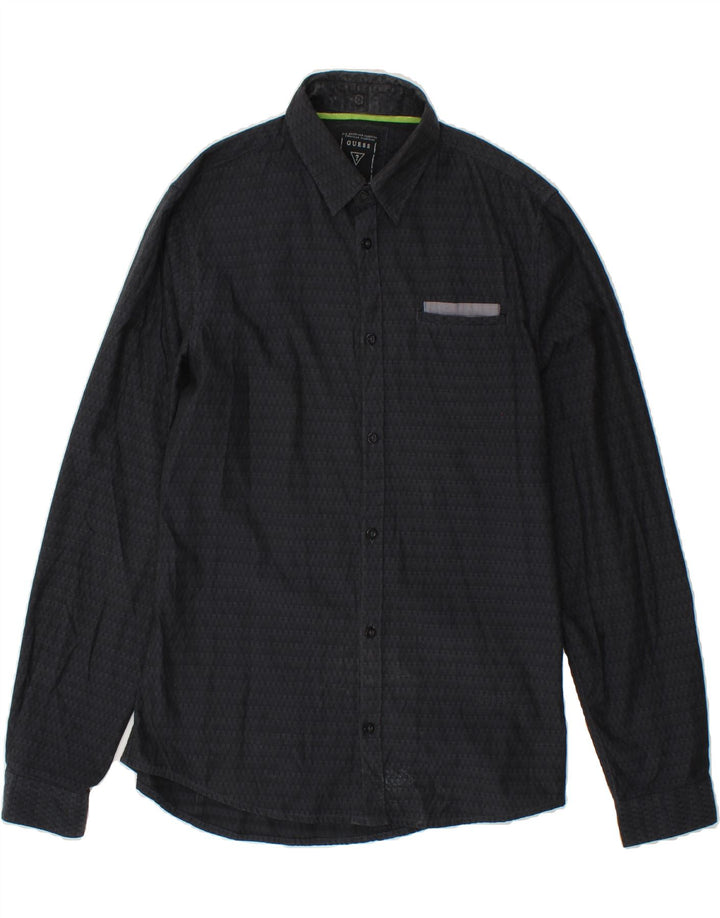 GUESS Mens Shirt Medium Navy Blue Argyle/Diamond Cotton | Vintage Guess | Thrift | Second-Hand Guess | Used Clothing | Messina Hembry 