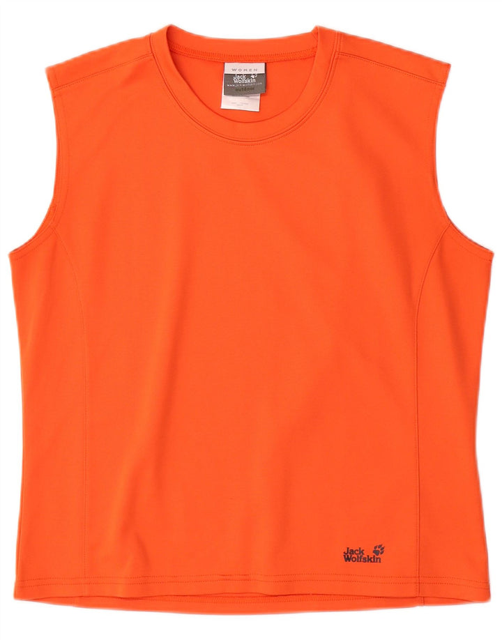 Top colete feminino JACK WOLFSKIN Reino Unido 14/16 grande poliéster laranja