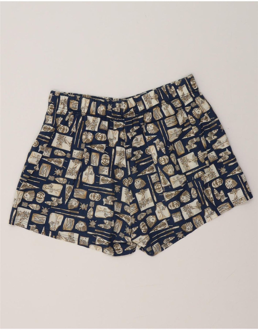 Shorts de natação masculino VINTAGE grande azul marinho geométrico