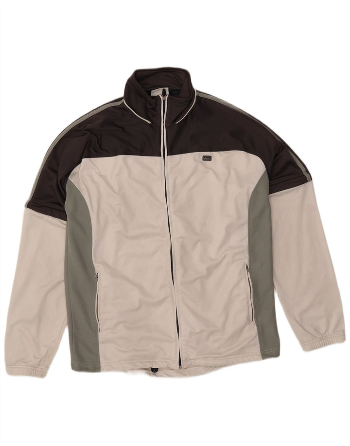 Asics Mens Tracksuit Top Jaqueta Grande Bloco de cores branco