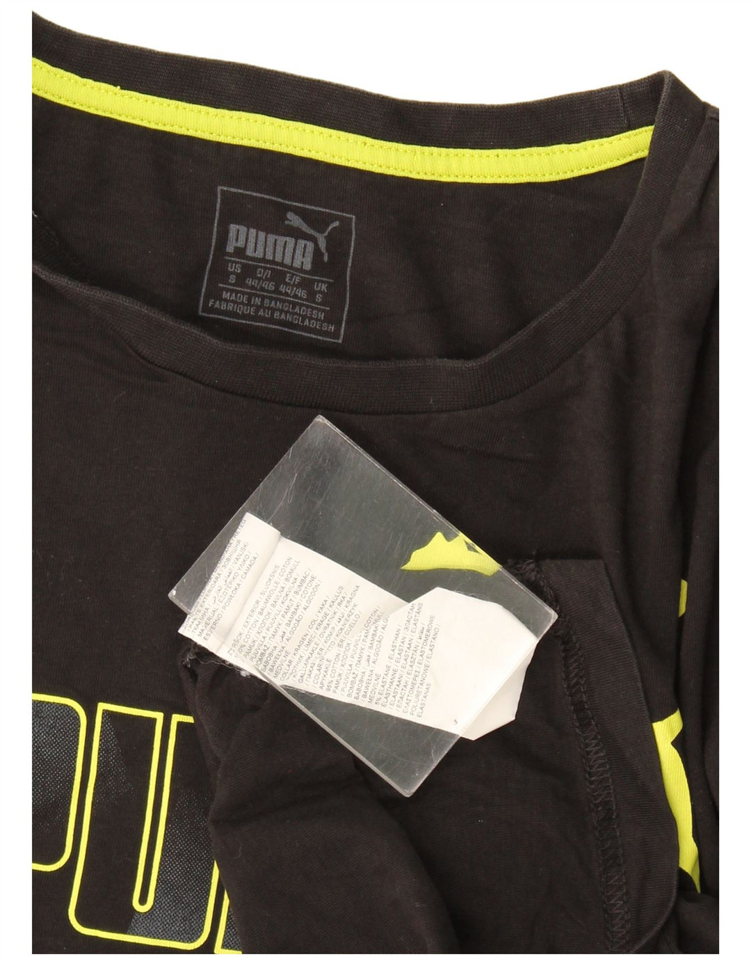 Puma Mens Graphic T-Shirt Top Pequeno Algodão Preto